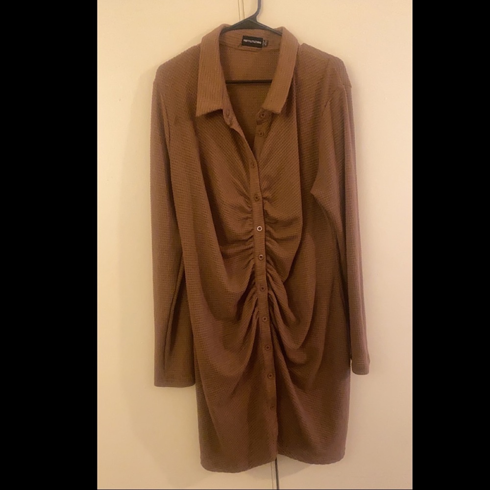 Waffle textured shirt dress